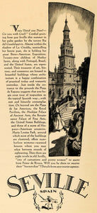 1929 Ad Seville Spain La Giralda Tourism Travel Espana - ORIGINAL WW3