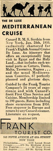 1929 Ad Frank Tourist Egypt Travel Cunard RMS Scythia - ORIGINAL ADVERTISING WW3