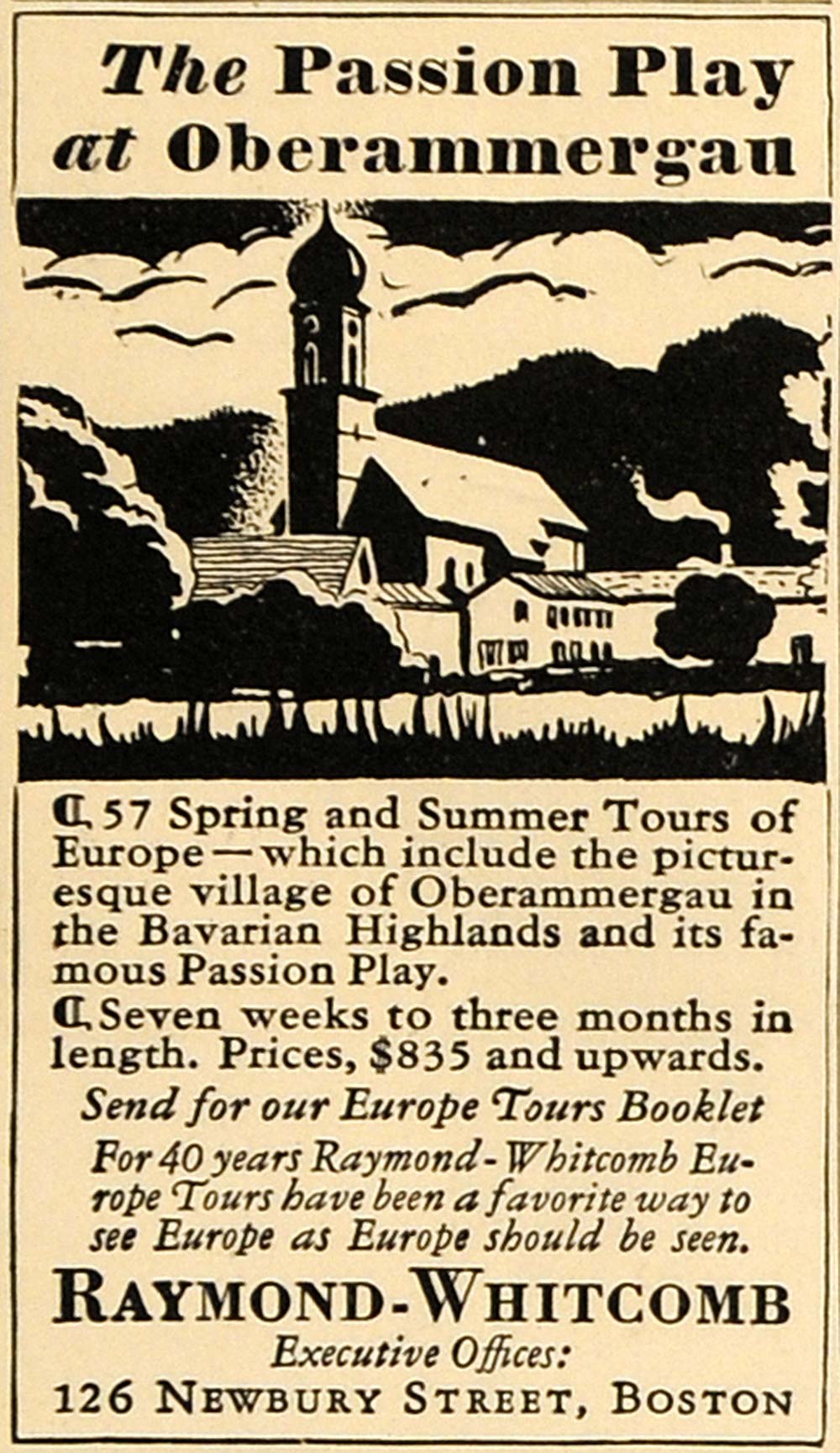 1930 Ad Raymond Whitcomb Oberammergan Tour Bavaria Play - ORIGINAL WW3