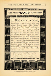 1905 Ad Mrs. Wiggs Sandy Lovely Mary Books Century NY - ORIGINAL ADVERTISING WW3