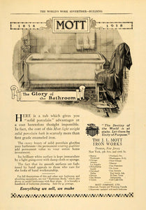 1918 Ad J. L. Mott Iron Works Bathroom Porcelain Bath - ORIGINAL ADVERTISING WW3
