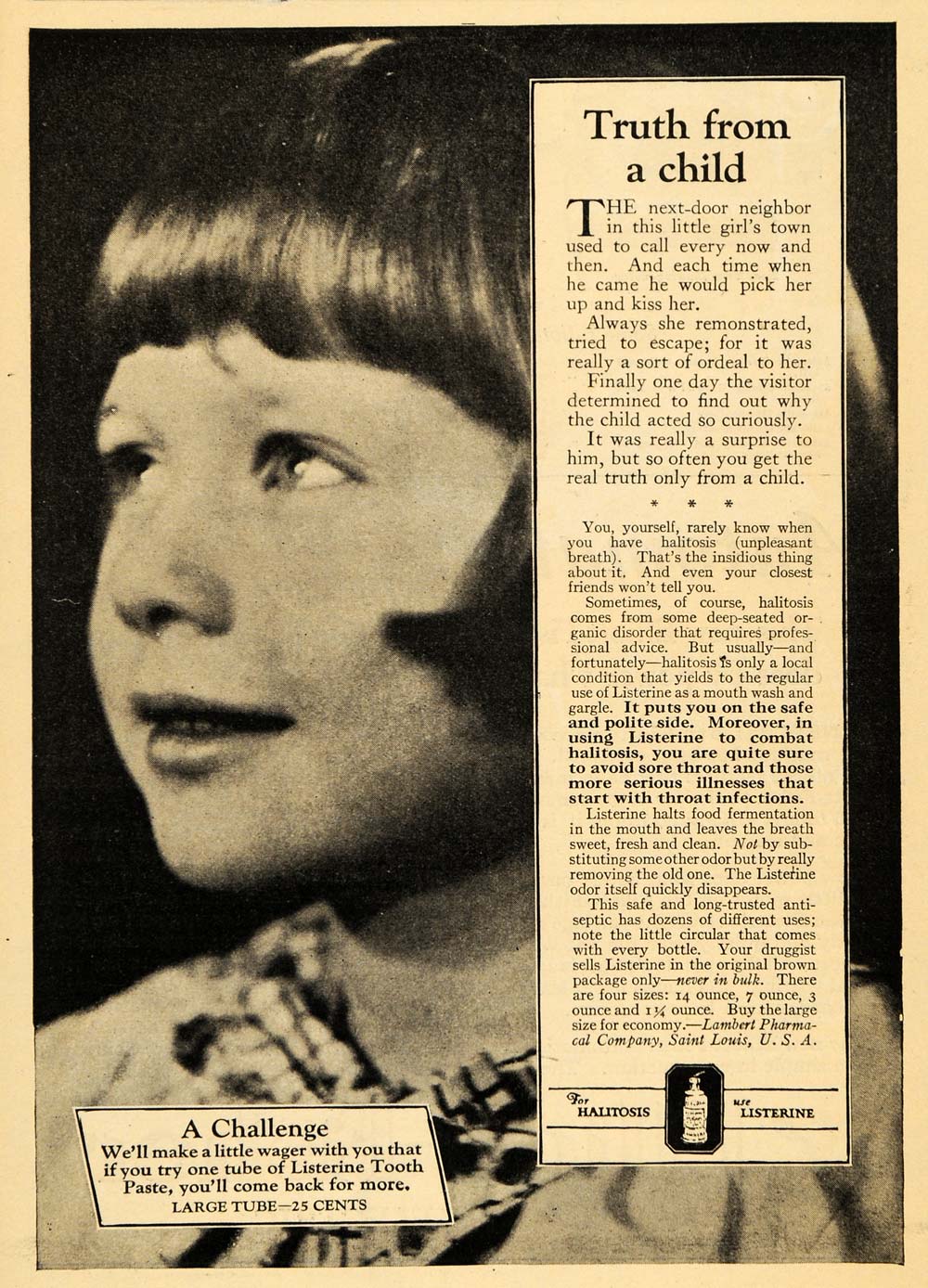 1926 Ad Halitosis Listerine Tooth Lambert Pharmacal - ORIGINAL ADVERTISING WW3
