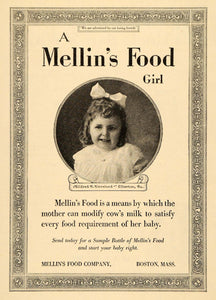 1919 Ad Mildred C Cleveland Elberton Mellins Food Baby - ORIGINAL WW3