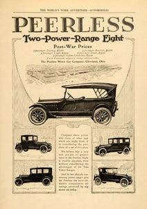 1919 Ad Peerless Motorcars Two-Power-Range Eight Models - ORIGINAL WW3