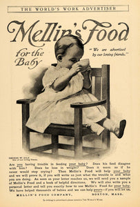 1906 Ad Mellin's Baby Food George W. Gile Child Eating - ORIGINAL WW3