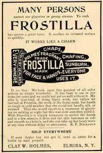1906 Ad Clay W. Holmes' Frostilla Cream R. F. Bogardus - ORIGINAL WW3