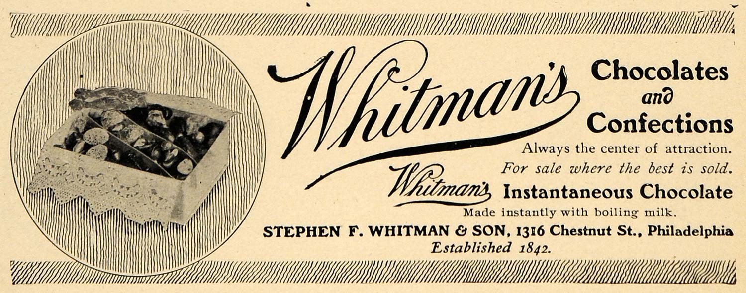 1906 Ad Stephen F. Whitman's Chocolate Confections Box - ORIGINAL WW3