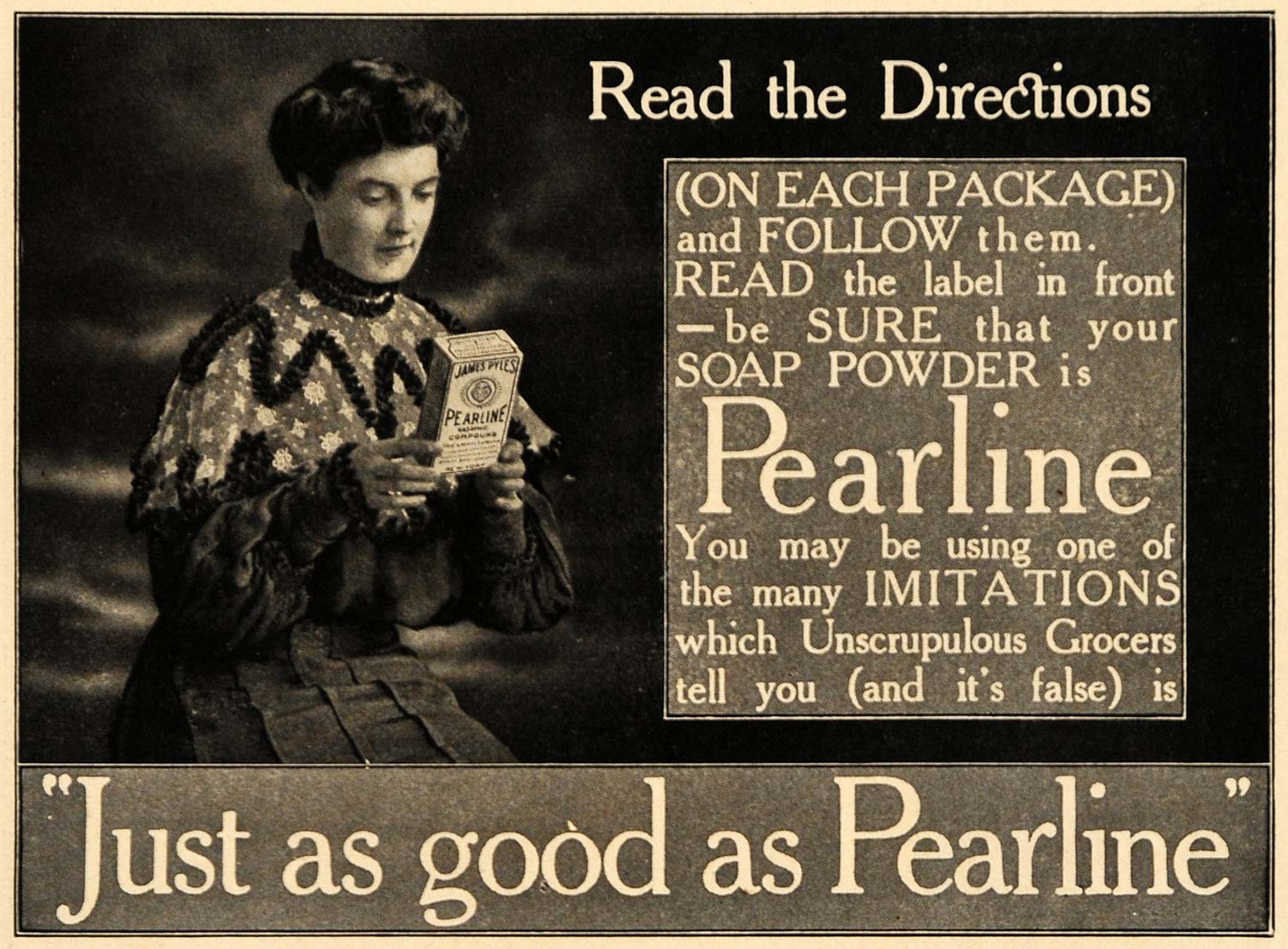 1906 Ad Pearline Powdered Cleaning Washing Soap Wife - ORIGINAL ADVERTISING WW3