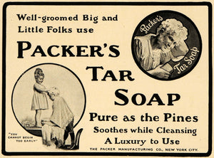 1906 Ad Packer Manufacturing Tar Bathing Soaps New York - ORIGINAL WW3