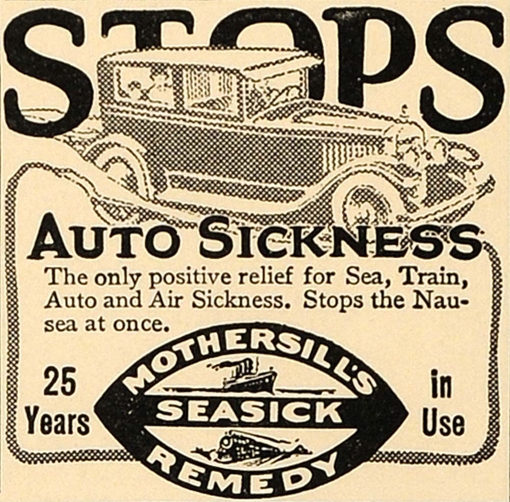 1930 Ad Mothersill's Seasickness Travel Illness Remedy Treatment Auto WW3