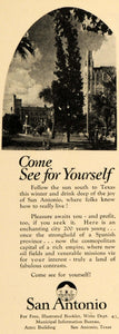 1930 Ad Municipal Bureau San Antonio Texas Tourism Sun - ORIGINAL WW3