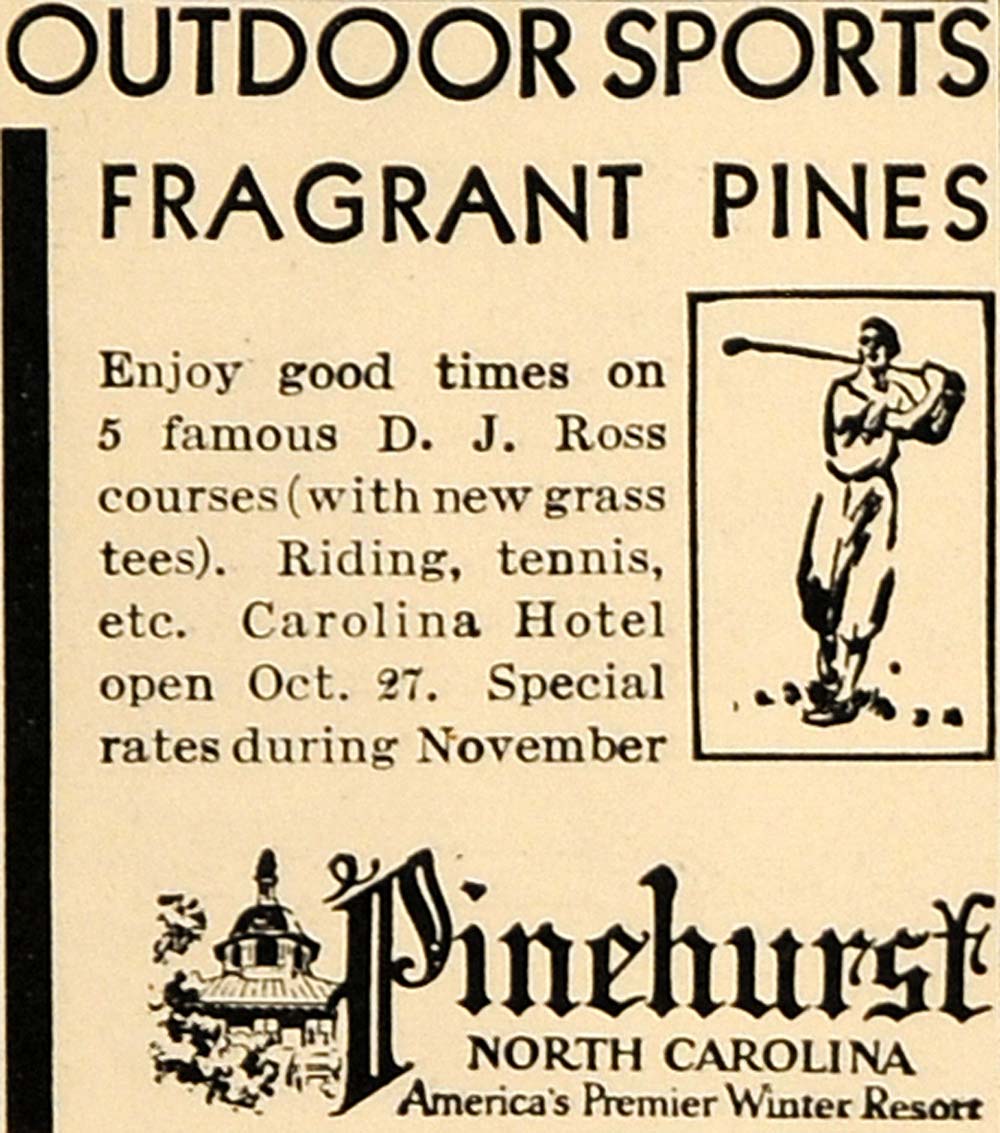 1930 Ad Pinehurst Winter Resort North Carolina Golfing - ORIGINAL WW3