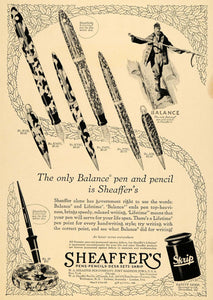 1930 Ad W. A. Sheaffer Balance Pens Lumberjack Logging - ORIGINAL WW3