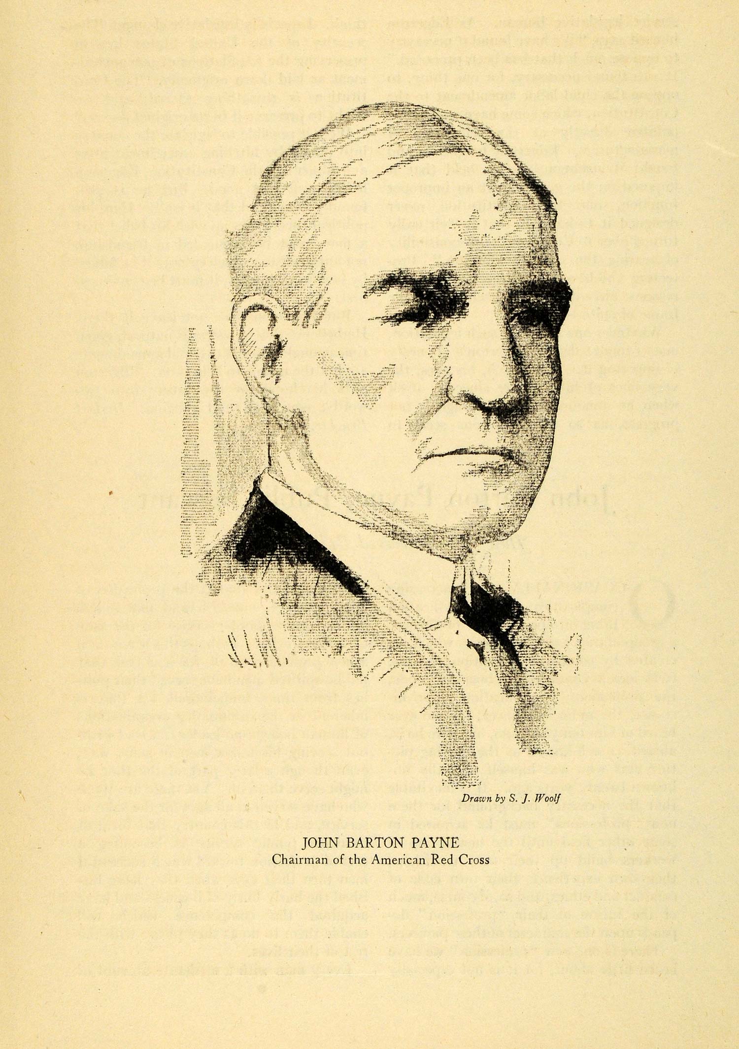 1926 Print American Red Cross Chairman John Barton Payne Portrait S J Woolf WW3