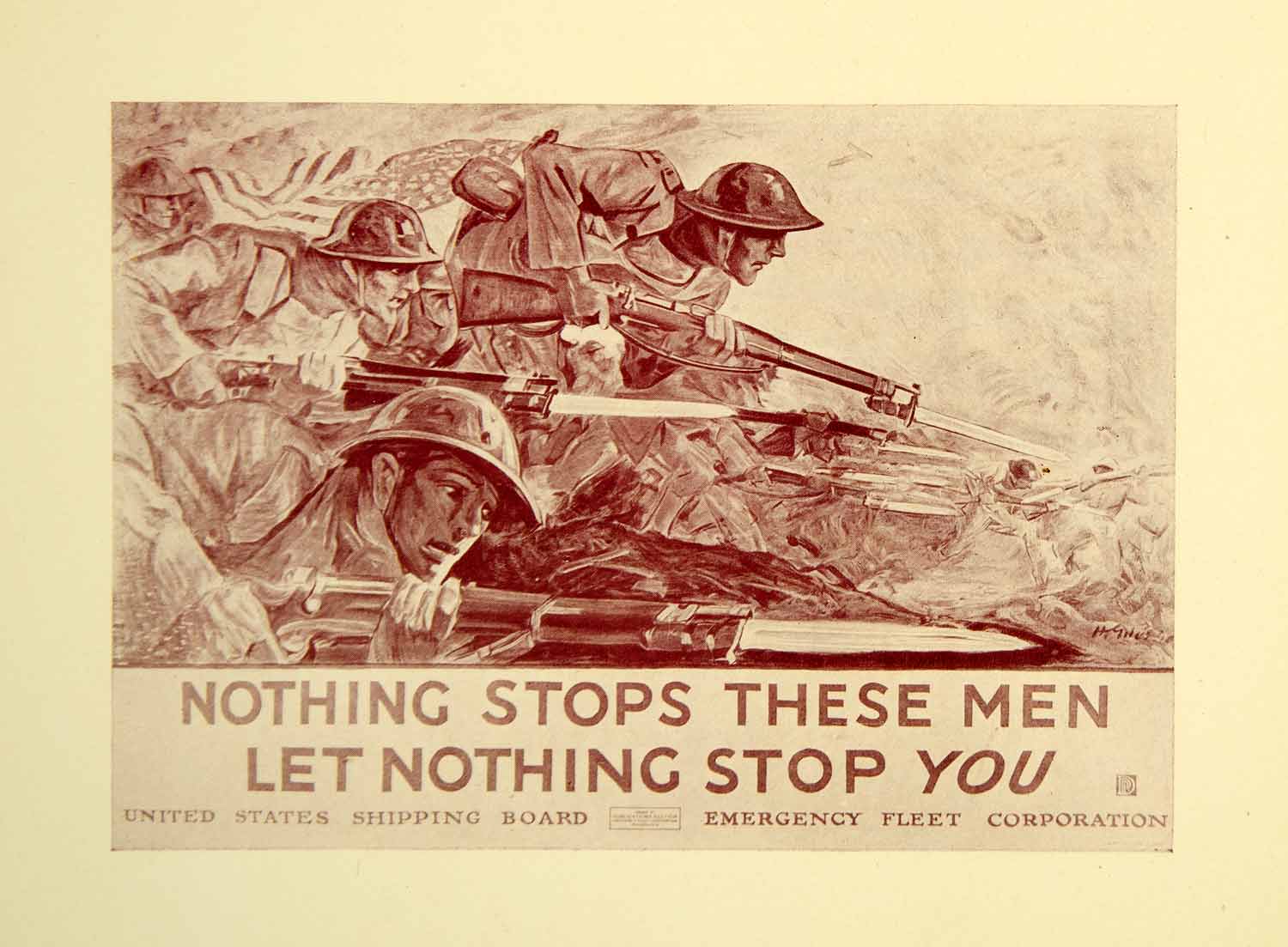 Circa 1920 Print WWI Nothing Stops American Soldiers United States WWIA