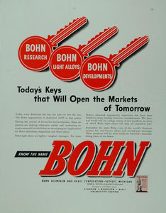 1943 Ad WWII Bohn Aluminum Brass Alloys Detroit WW2 - ORIGINAL ADVERTISING WWII