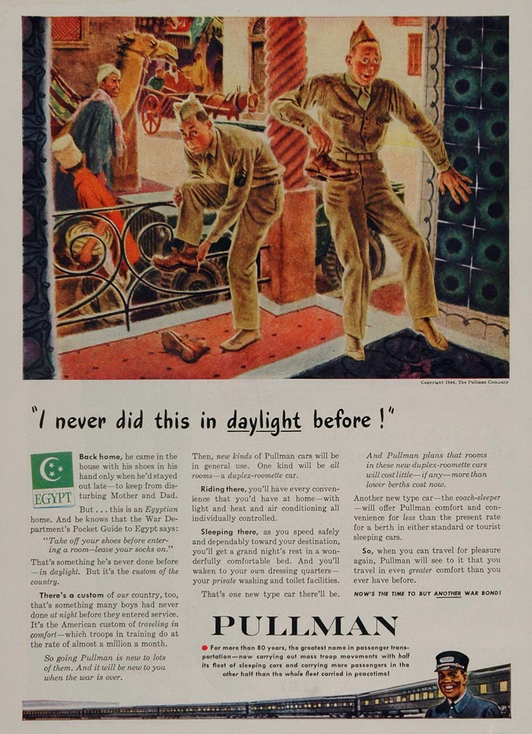 1944 Ad WWII Pullman GI Soldiers Egyptian Home Custom - ORIGINAL WWII