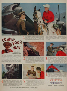 1945 Ad WWII Curtiss Wright Airplane Engines Cowboy - ORIGINAL ADVERTISING WWII