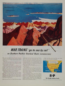 1945 Ad Southern Pacific Lucin Cutoff Great Salt Lake - ORIGINAL WWII