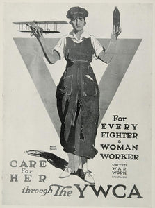 1920 WWI A. Treidler Woman War Worker YWCA Mini Poster Propaganda Homefront WWI