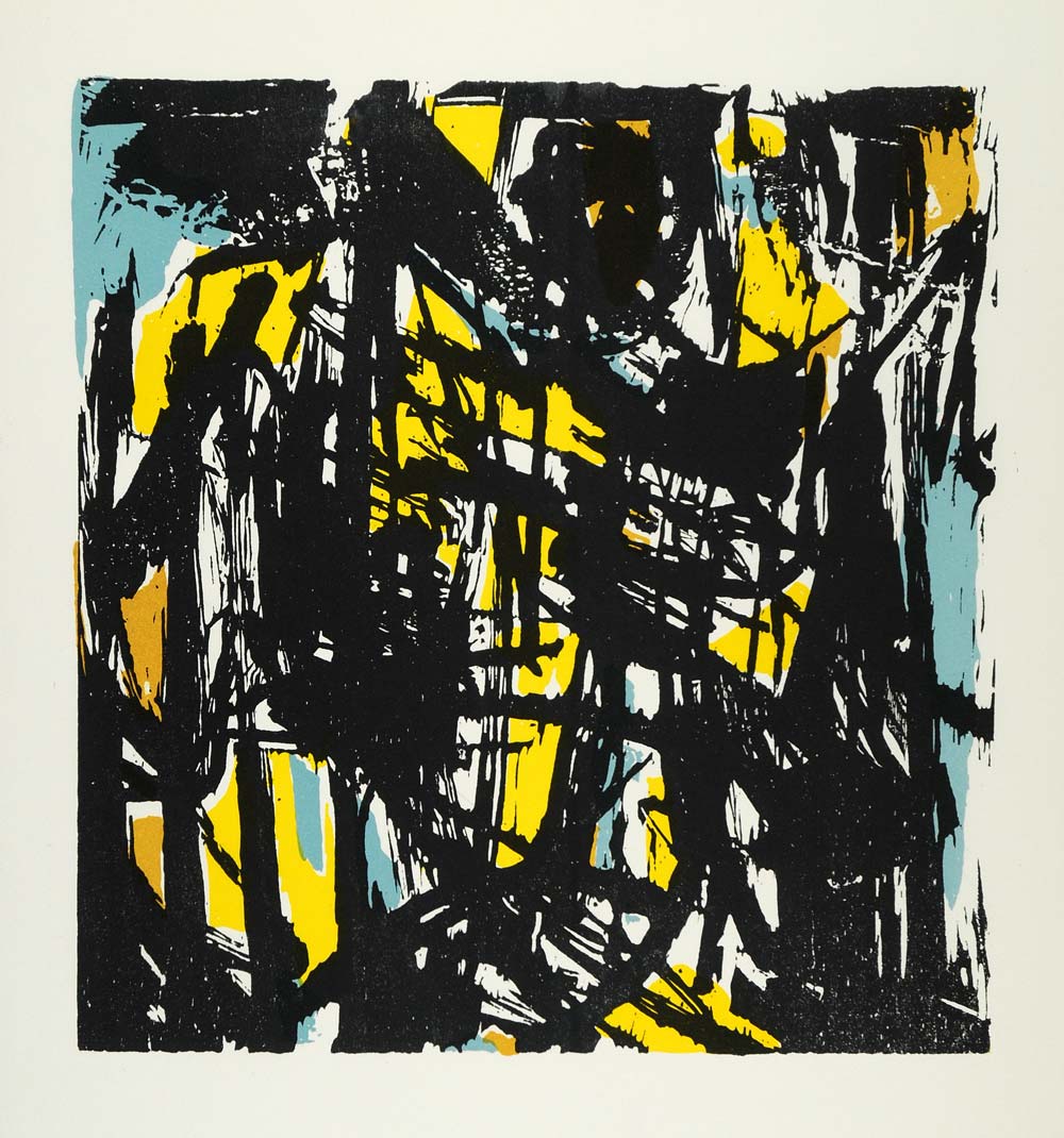 1967 Lithograph Decline Fall African American Artist Joyce Cadoo Abstract XAA2