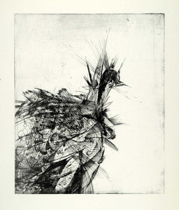 1967 Print Abstract Little Bird Line Art Leon N. Hicks African American XAA2 - Period Paper
