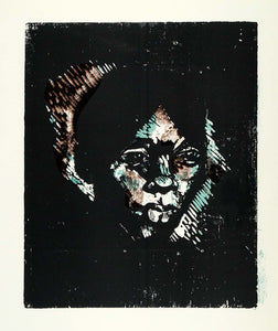 1967 Woodcut Black Diamond Portrait African American Artist Geraldine XAA2