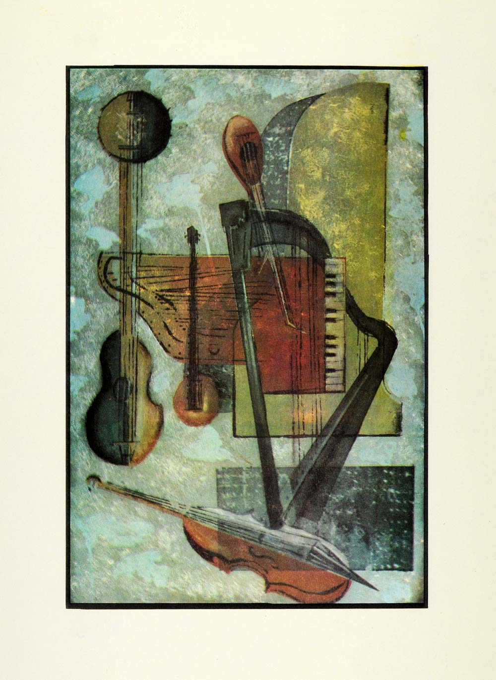 1967 Print Strings Musical Instruments Violin African American Artist XAA2