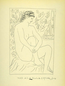 1956 Print Pablo Picasso Nude Seated Before Curtain Portrait Vollard Modern Art