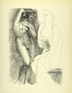 1956 Print Pablo Picasso Etching Nude Before a Statue Modern Art Suite Vollard