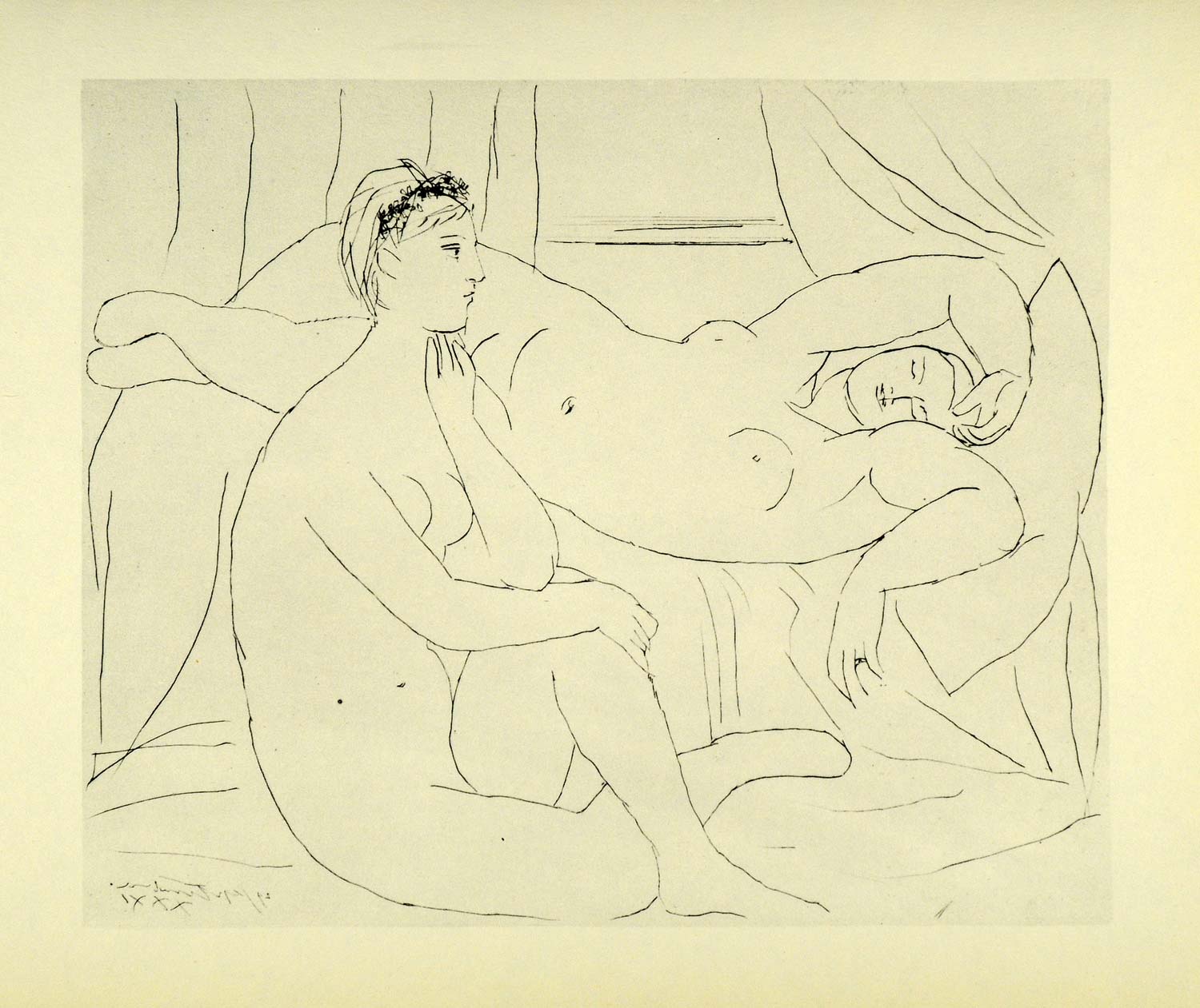 1956 Print Pablo Picasso Two Nudes Resting Portarit Suite Vollard Modern Art