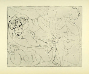 1956 Print Pablo Picasso Boisgeloup Three Nudes and a Satyr Playing the Flute