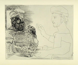 1956 Print Pablo Picasso Etching Two Catalan Men Modern Art Suite Vollard