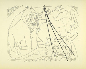 1956 Print Pablo Picasso Bull Horse Reclining Woman Nude Figure Abstract Art
