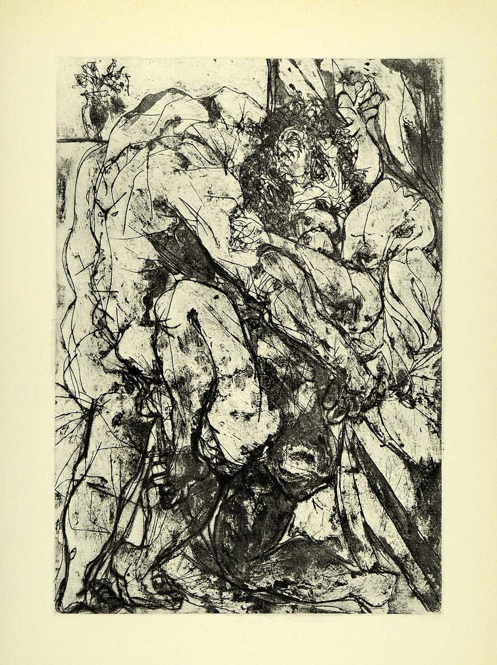 1956 Print Pablo Picasso Rape Combined Technique Abstract Art Suite Vollard