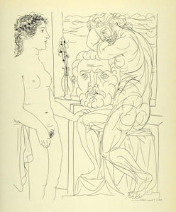 1956 Print Pablo Picasso Female Nude Model Two Sculptures Statue Suite Vollard - Period Paper
