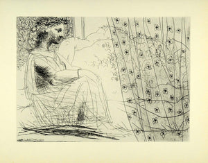 1956 Print Pablo Picasso Girl Sleeping Minotaur Mythological Abstract Modern Art