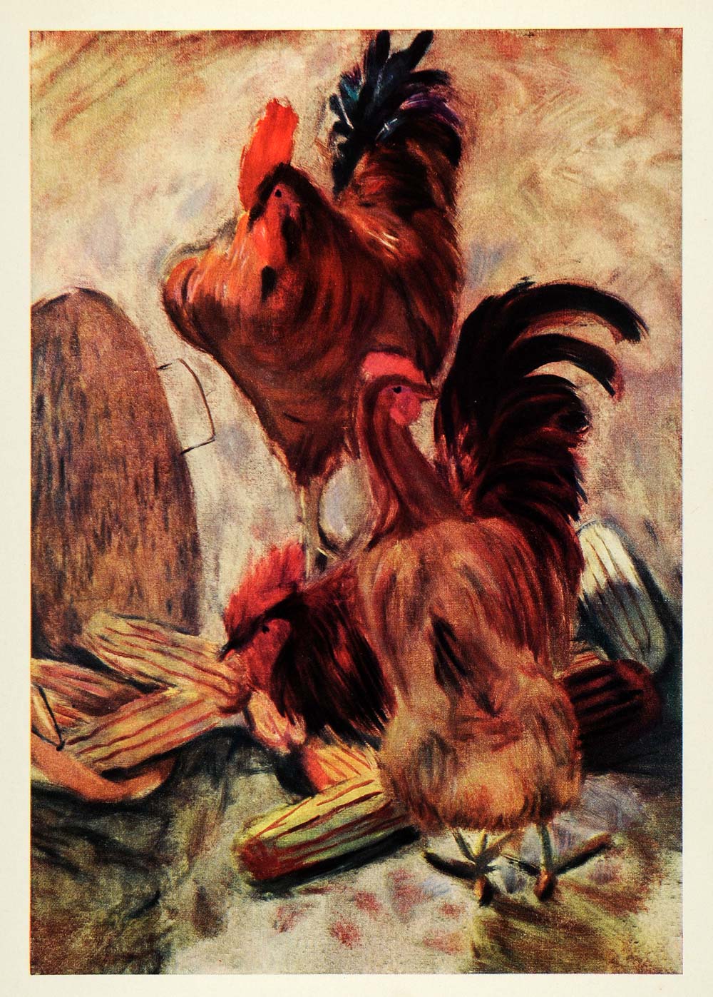 1945 Print Virginia Roosters Julien Bindord Oil Painting Artwork XAA5