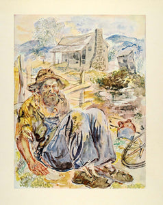 1945 Print Tobacco Road Georgia Pipe Smoker Portrait George Grosz XAA5