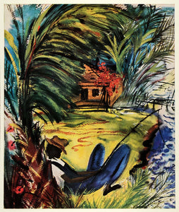 1945 Print Black Americana Lazybones Florida Fisherman Theo Pascal Artwork XAA5