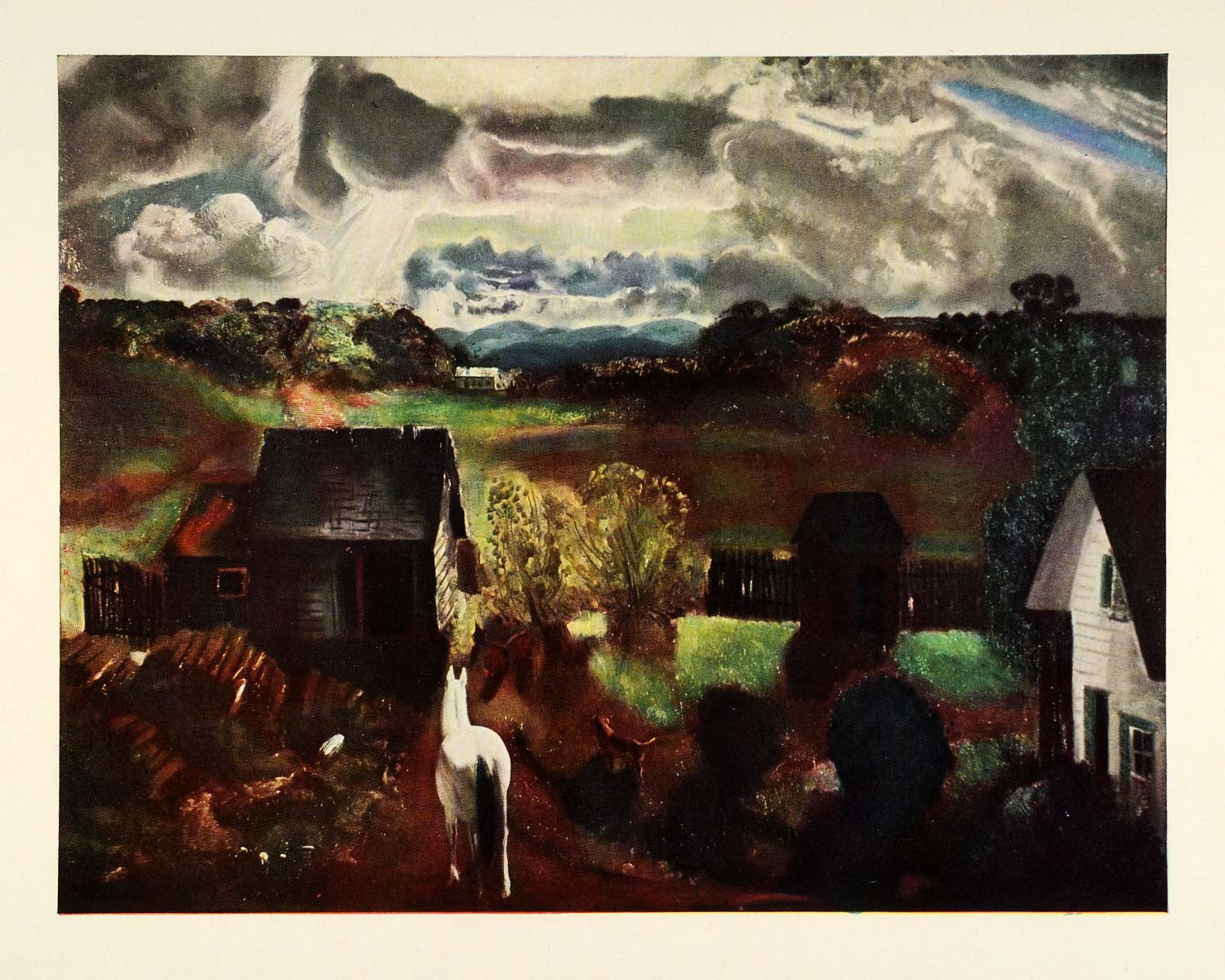 1945 Print White Horse Catskills New York George Bellows Oil Painting XAA5