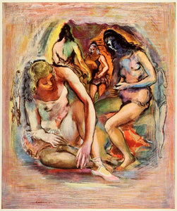 1945 Print New York City Womans Dressing Room Nude Watercolor Jon Corbino XAA5