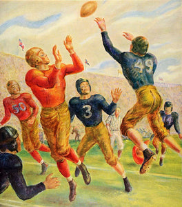 1945 Print Wisconsin Football Players Game John Steuart Curry Oil Painting XAA5