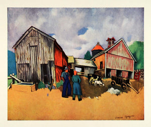 1945 Print New England Barn Kent Connecticut Farmers Cows Vincent Spagna XAA5