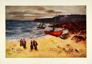 1945 Print East Wind Cape Ann Massachusetts Sailboats Sol Wilson Oil XAA5