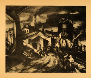 1945 Print New London Connecticut Towns Edge Industrial Tromka Oil Painting XAA5