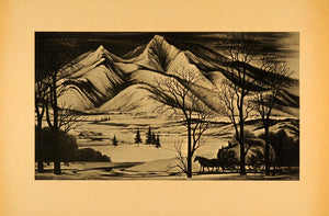1945 Print Colorado Snow Mountains Landscape Jenne Ethel Magafan Artwork XAA5