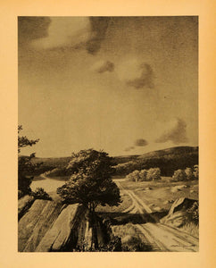 1945 Print Connecticut Countryside East Coast Landscape Stow Wengenroth XAA5