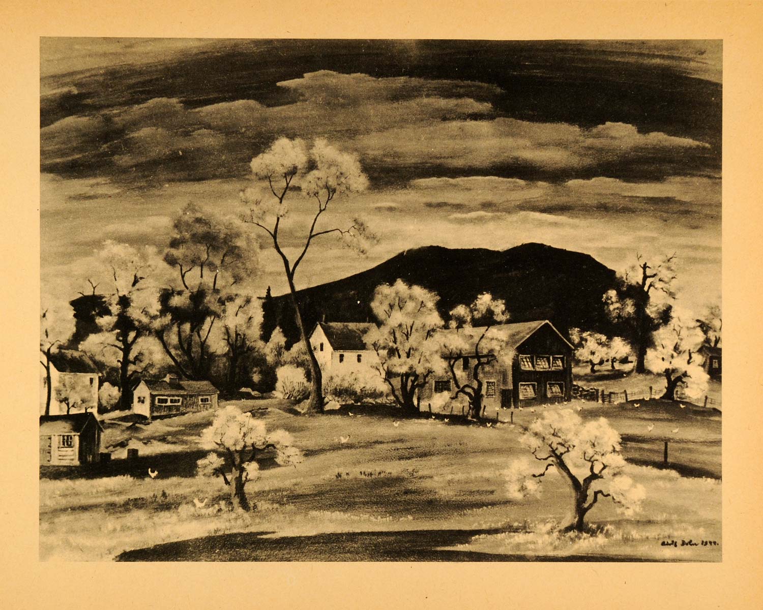 1945 Print New York Spring Day Rural America Scene Adolf Dehn Watercolor XAA5