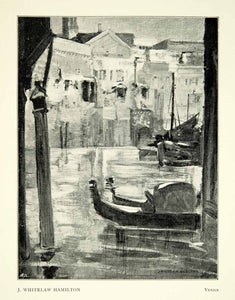 1897 Print J Whitelaw Hamilton Venice Gondola Art Italy Boat Canal XAAA7